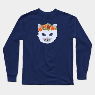 Cat with Floral Crown Long Sleeve T-Shirt